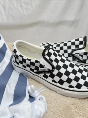 Custom Women’s Vans Checkerboard Slip-On Loafers - Black & White- new! Size 8W thumbnail 9