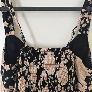 Abercrombie & Fitch Black Pink Floral Tie Front Midi Dress Size S Adjustable thumbnail 7