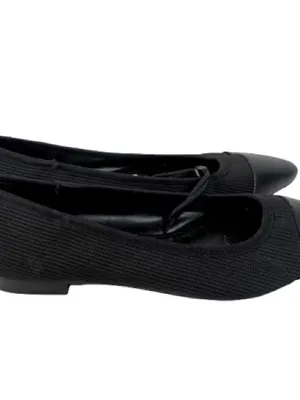 Zara Black Pointed Toe Knit Ballet Flats with Cap Toe thumbnail 4