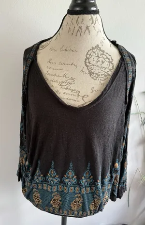 Free People Dolman Medallion‎ Printed Long Sleeve Top -Size Small thumbnail 1