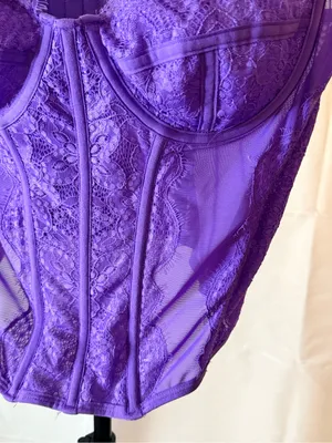 Urban Outfitters Out From Under Lace Purple Underwire Corset Top Bustier Coquett thumbnail 4
