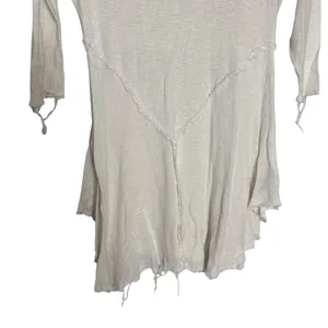 Free People Intimately White Black Ringer 3/4 Sleeve Raw Seam Slub Top Size S thumbnail 3