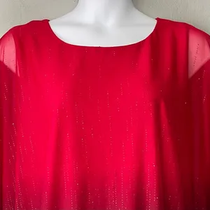 Cato Glitter Mesh Going Out Top Plus Size 1X Red Black Ombre Whimsigoth Party Blouse thumbnail 3