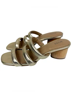 NYDJ Giacomo‎ Strappy Square Toe Heeled Sandals Gold Metallic Size 9 thumbnail 6