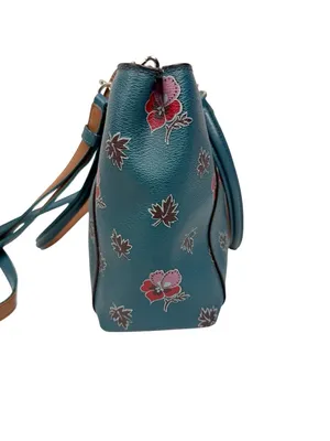 Coach Christie Carryall Dark Teal Wildflower Crossbody Bag Purse thumbnail 7