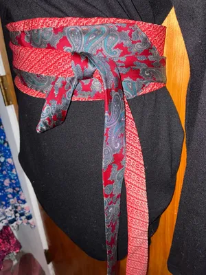 Handmade Orent Bros. Red, Blue & Gray Paisley Tie Belt One Size thumbnail 3