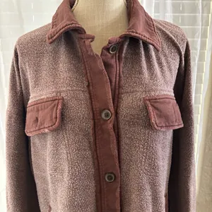 Free People North Star Shacket Oversized Textured Utility Jacket Rosewood thumbnail 6