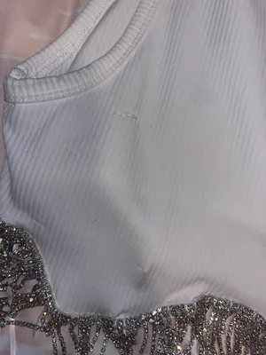 Rinestone Crop Top White Size M thumbnail 3