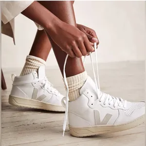 Veja V-15 Leather Extra White Suede Organic Cotton Natural High-Top Trainers 6 thumbnail 5