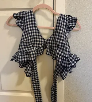 Navy and white crop top thumbnail 1
