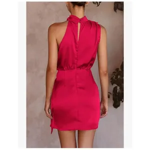 NEW Satin Elegant Sleeveless Mock Neck Cocktail Mini Dress XL thumbnail 3