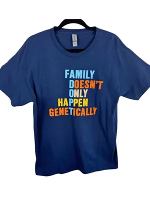 Navy Blue‎ Adoption 100% Cotton Short Sleeve Crew Neck Light T-Shirt Unisex Sz L thumbnail 1