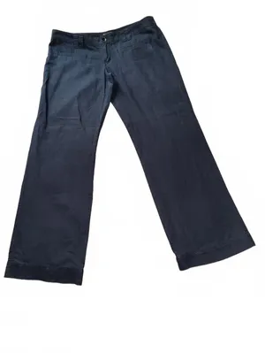Converse One Star Wide Leg Pants Navy Blue Linen Blend Size 10 Fit 3 Beach Boho thumbnail 3