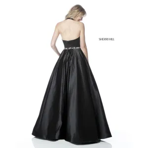 NWT Sherri Hill 51588 Black Halter Ball Gown Beaded Waist Dress Size 4 $598 thumbnail 2