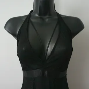 BodyRage Witchy MobWife Goth Dark Romance Sheer Lace Halter Bodysuit S/M Black thumbnail 2