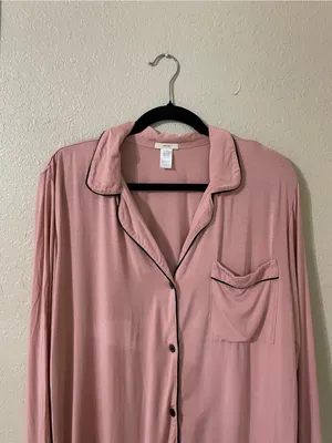 Eberjey Gisele Tencel Modal Pajama PJ Long Sleeve Top Size M Woodrose Black thumbnail 7