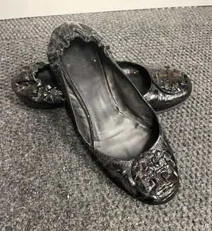 Tory Burch Shoes Reva Flats Patent Croc Leather size 7 black ballet thumbnail 1