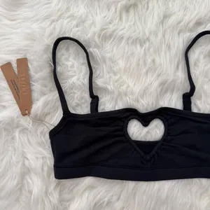 Skims Cotton Jersey Heart Scoop Bralette Soot Size XS thumbnail 5