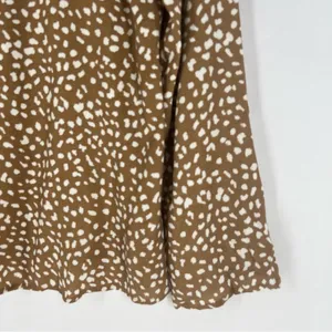 Maurices Brown & White Speckled Dot Print Flare Sleeve Tie Front V-Neck Blouse S thumbnail 11