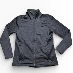 The North Face Womens Large Full Zip Softshell Fleece Jacket Heathered Dark Gray thumbnail 1