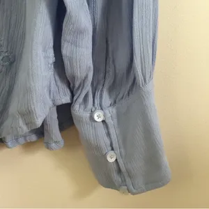 Free People Light Baby Blue Wishful Moments Tie Neck Tunic Top NEW thumbnail 10