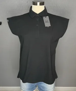 FIGS Womens Technical Pique Rafaela Polo, Black, XS thumbnail 1
