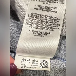 Columbia Women Gray Cotton Pullover kangaroo Pocket Hoodie Sweatshirt Size L thumbnail 7