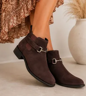 Ariat Brown Suede Leather Ankle Boots Womens 6 Fall Booties Western Boho Comfort thumbnail 1