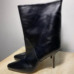 Stuart Weitzman rich leather stiletto boot / bootie size 5 black thumbnail 5