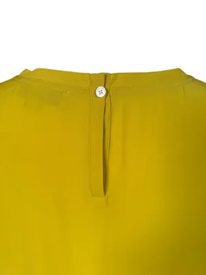 Loft women's short sleeve pullover blouse mustard yellow sheer size large thumbnail 6