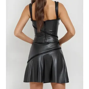 HOUSE OF CB Nova Vegan Leather Mini Skirt, Black, Large thumbnail 4