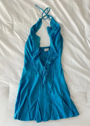 Oh Polly Halter Neck Ruffle A-Line Mini Dress thumbnail 2