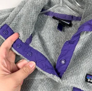 Patagonia Women's Gray Purple Re-Tool Plush Fleece Pullover Sweatshirt Small S thumbnail 5
