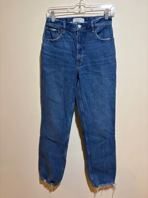 Abercrombie & Fitch 90s Straight Ultra High Rise Blue Denim Jeans Size 27/4 thumbnail 6