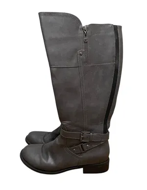 G By Guess Riding Boots Gray Women Size 9 Tall Knee High Buckle Strap Zip Boots thumbnail 1
