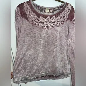 Buckle Gimmicks Collection Mauve Mesh Paisley CrissCross Long Sleeve Size Large thumbnail 5