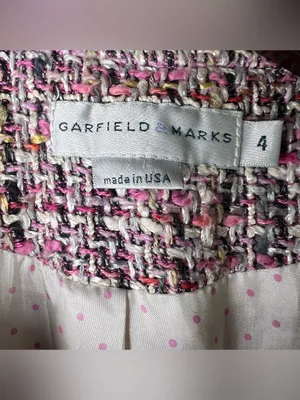 VTG Garfield & Marks Pink Tweed Coco Jacket Longline Open Front Fringe Sz 4 USA thumbnail 9