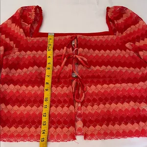 Chelsea & Violet Red and Pink Lace Tie-Front Cropped Top 2 pieces set thumbnail 4