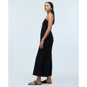Madewell Sleeveless Wide Leg Jumpsuit 100% Linen Black Pockets Flowy US 12 NWT thumbnail 4