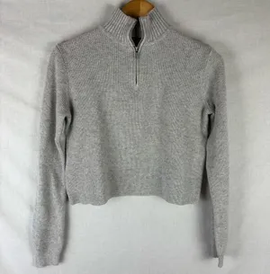 Brandy Melville Quarter Zip Sweater Light Grey thumbnail 1
