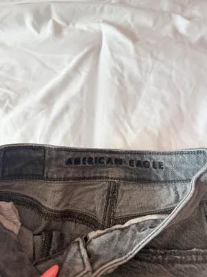 American Eagle Dark Grey Wash Distressed High-Rise Mom Jeans Size 00 Short thumbnail 5