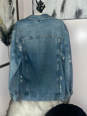 Free People Studded Denim Trucker Jacket $148 MSRP thumbnail 16