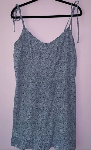 Abercrombie & Fitch Size XL Mini Dress Blue Ditsy Floral Ruffle Babydoll Boho thumbnail 1
