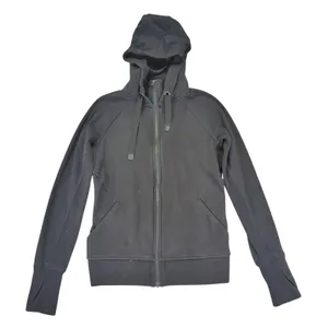 Athleta Triumph Hoodie Black Full Zip Sweatshirt Jacket Thumbholes‎ Size Small thumbnail 1