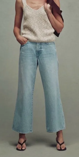 AMO Frida Crop Jeans 26 Light Wash High Rise Wide Leg Denim thumbnail 1