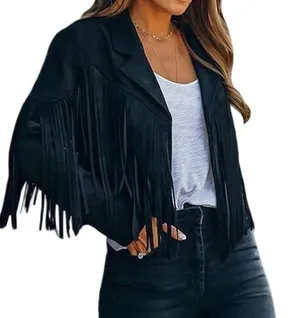 Black Fringe Blazer Size M thumbnail 1