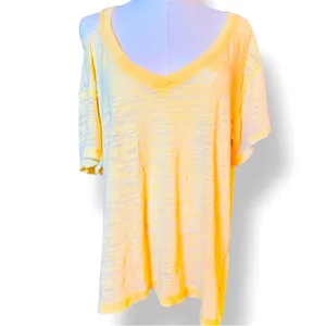 FREE PEOPLE We The Free Burnout Boyfriend T-shirt Yellow Short Sleeve CutOut Tee thumbnail 3