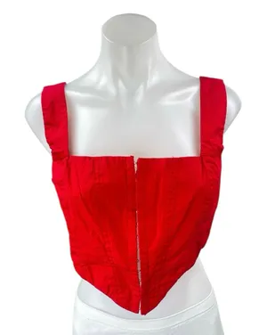 Princess Polly Red Sleeveless Corset Bustier Cami Camisole Tank Crop Top Size 6 thumbnail 1
