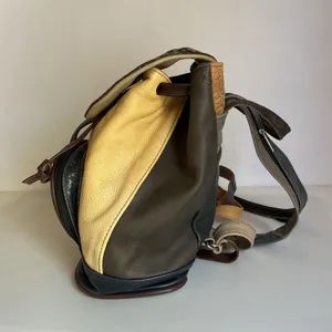 Vintage Mexican Leather Cowhide Hair-On Hide Backpack Patchwork Artisan Mini Bag thumbnail 5