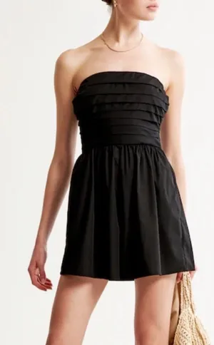 Abercrombie & Fitch Emerson Ruched Strapless Romper Size Large Black thumbnail 1